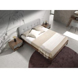 ANGEL CERDÁ Cama tela gris capitoné