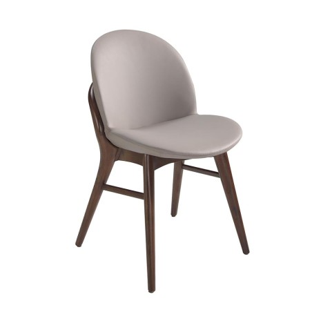 ANGEL CERDÁ Silla comedor tapizada en polipiel y estructura de fresno color nogal