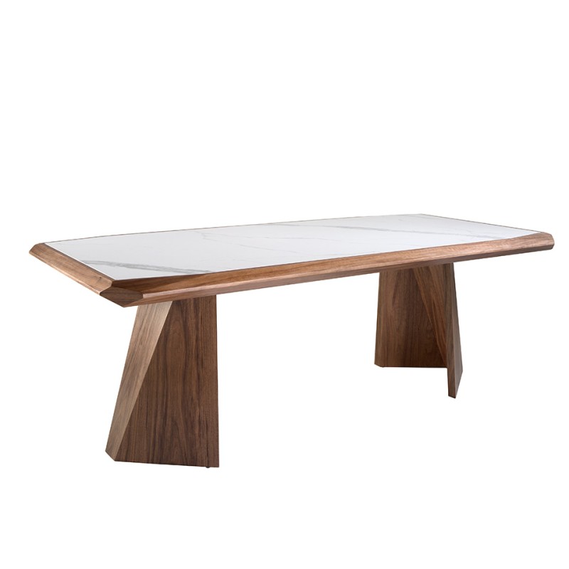 ANGEL CERDÁ Mesa comedor porcelánico y madera nogal